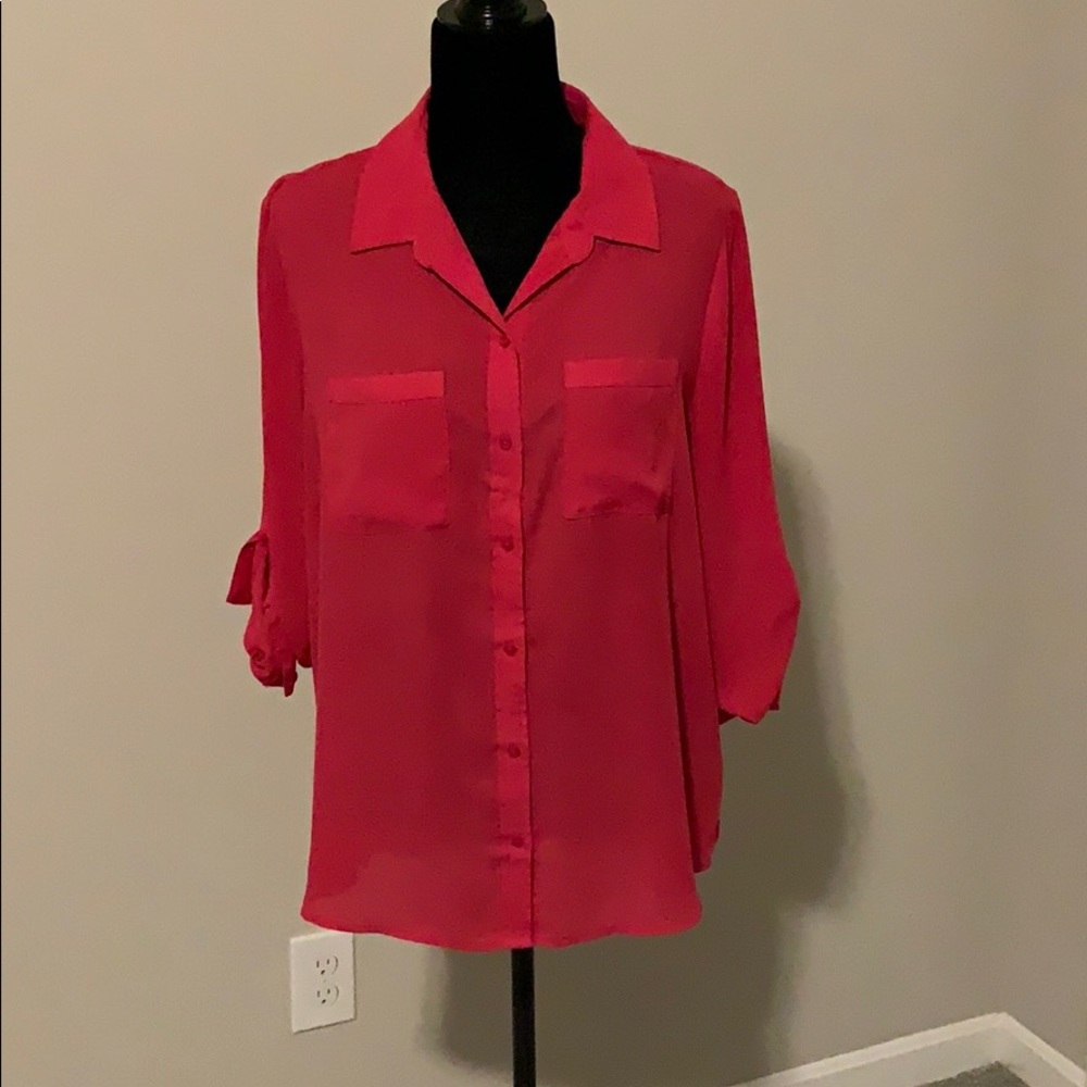 Apt 9 Sheer Hot Pink Blouse